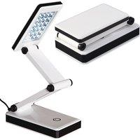 mysmartbuy Folding LED Touch Control Lamp - Battery or Mains Powered Super Bright Compact Portable Desk or Bedside Table Light with 24 LEDs in White