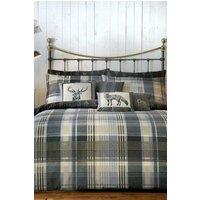Dreams & Drapes 'Connolly Check' 100% Brushed Cotton Duvet Cover Set in Charcoal | Size: Double