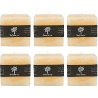 Nicola Spring Square Vanilla Pillar Candles - 120 Hours - Cream - Pack of 6 in Beige