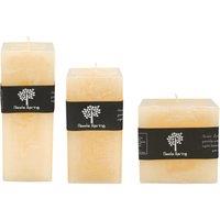 Nicola Spring Square Vanilla Pillar Candles - 3 Sizes - Cream - Pack of 3 in Beige
