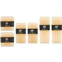 Nicola Spring Square Vanilla Pillar Candles - 3 Sizes - Cream - Pack of 6 in Beige