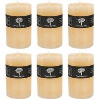Nicola Spring Round Vanilla Pillar Candles - 110 Hours - Cream - Pack of 6 in Beige