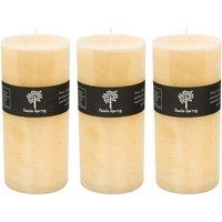 Nicola Spring Round Vanilla Pillar Candles - 140 Hours - Cream - Pack of 3 in Beige