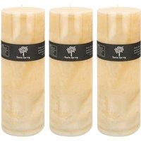 Nicola Spring Round Vanilla Pillar Candles - 215 Hours - Cream - Pack of 3 in Beige
