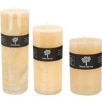 Nicola Spring Round Vanilla Pillar Candles - 3 Sizes - Cream - Pack of 3 in Beige