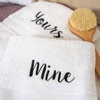 Duncan Stewart Personalised Bath Towel Set For Couples in White