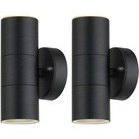 First Choice Lighting Set of 2 Blaze - Black Outdoor Up Down Wall Lights