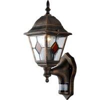 First Choice Lighting Morecambe - Black with Brushed Gold Motion Sensor Outdoor Wall Light