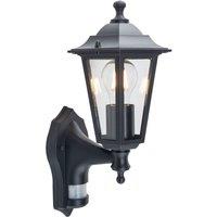 First Choice Lighting Eversham - Black Six Sided Lantern Motion Sensor Outdoor Light