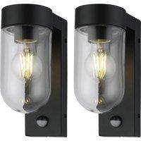 First Choice Lighting Set of 2 Parnie - Black Motion Sensor Outdoor Wall Lights