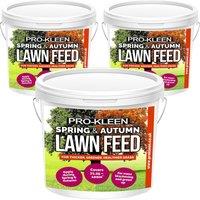 ProKleen Spring & Autumn Lawn Feed Grass Green Fertiliser 3 x 2.5KG