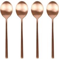 Argon Tableware Stainless Steel Dessert Spoons - 20cm - Pack of 4 in Copper