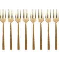 Argon Tableware Stainless Steel Cake Forks - 15cm - Pack of 8 in Gold