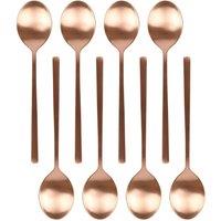 Argon Tableware Stainless Steel Dessert Spoons - 20cm - Pack of 8 in Copper