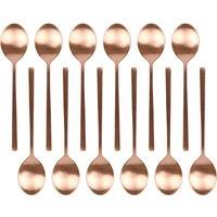 Argon Tableware Stainless Steel Dessert Spoons - 20cm - Pack of 12 in Copper