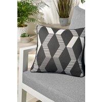 Fusion 'Rico' UV & Water Resistant Zig Zag Geo Print Outdoor Cushion in Black | Size: 43 cm x 43 cm