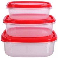 SHEDS AND FENCE LTD Kitchen Set of 3 EasyStore Rectangular Food Containers in Red | Size: 3 Pack