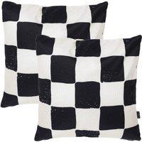 icon 2 Pack Cushion 43x43 Kyoto Fabric, Checkerboard Mono