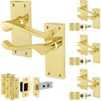 AFIT Polished Brass Scroll Handle Latch Hinges 64mm 4 Pairs in Gold | Size: 150mm x 150mm