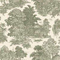 Holden Dcor Osterley Gardens Toile Wallpaper in Green