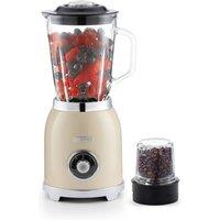 Geepas Retrovive 2‑in‑1 Food Jug Blender 800W 1.5L Glass Jar & Coffee Grinder Mill in Cream