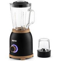 Geepas NordiQ 2‑in‑1 Food Jug Blender 800W 1.5L Glass Jar & Coffee Spice Grinder Mill in Black