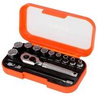 Bahco 1/4in Drive Socket Set, 13 Piece - SBS13MC10.5 in Orange
