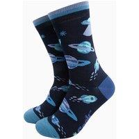 Sock Talk Men's Space Invasion Bamboo Socks in Navy Blue | Size: 7-11