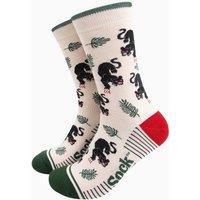 Sock Talk Men's Black Panther Jungle Bamboo Socks in Cream | Size: 7-11