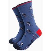 Sock Talk Men's Racing Cyclists Bamboo Socks in Blue | Size: 7-11