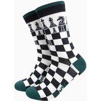 Sock Talk Men's Chess Bamboo Socks in Black/White in Black | Size: 7-11
