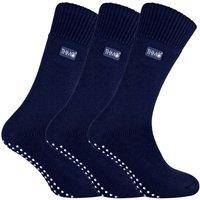 THMO Men's 3 Pairs Thermal Indoor Slipper Socks with Grips in Navy | Size: 6-11
