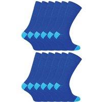 Sock Snob Men's 12 Pack Soft Breathable Cotton Contrast Heel & Toe Socks in Blue | Size: 6-11