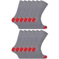 Sock Snob Men's 12 Pack Soft Breathable Cotton Contrast Heel & Toe Socks in Grey | Size: 6-11