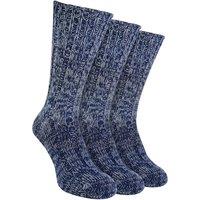 Sock Snob Men's 3 Pack Warm 100% Wool Ribbed Socks with Reinforced Heel & Toe in Blue | Size: 6-11