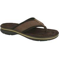 Thomas Blunt Men's Leather Comfort Toe Post Mule Sandal with Cushioned Footbed in Chocolate | Size: 9