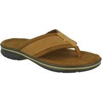 Thomas Blunt Men's Leather Comfort Toe Post Mule Sandal with Cushioned Footbed in Tan | Size: 8