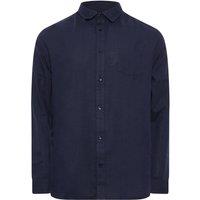 BadRhino Men's Long Sleeve Linen Blend Shirt in Dark Navy | Size: 3XL