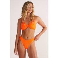NastyGal Women's Floral Rib Textured Twist Bikini Set in Orange | Size: 6