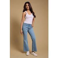 Dorothy Perkins Women's Petite Comfort Stretch Bootcut Jeans in Light Wash | Size: 10