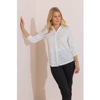 Anna Rose Women's Embellished Butterfly Blouse in White | Size: Large