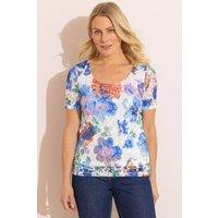 Anna Rose Women's Floral Print Lace T-Shirt | Size: Medium
