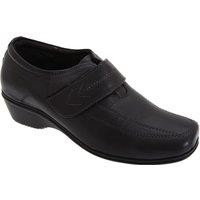 Mod Comfys Women's Touch Fastening Softie Leather Casual Shoes in Black | Size: 6