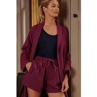 British Boxers Women's Cahors Herringbone Brushed Cotton Pyjama Shorts in Burgundy | Size: Small