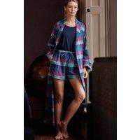 British Boxers Women's 'Montrose'Check Brused Cotton Sleep Shorts | Size: XS