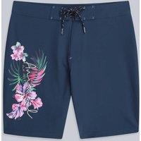 Animal Women's 'Nora' Quick Dry Adjustable Tie Waist REPREVE Our Ocean Board Shorts in Dark Blue | Size: 6