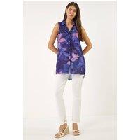 Roman Women's Floral Print Longline Blouse in Purple | Size: 10