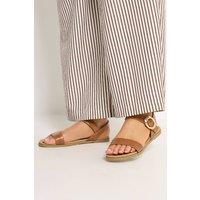 Yours Women's Croc Buckle Detail Sandals In Wide E Fit in Brown | Size: 9EEE
