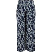 Weird Fish Women's Mounira Printed Wide Leg Trousers in Mid Blue | Size: 14