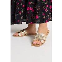 Yours Women's Mule Sandals In Wide E Fit in Gold | Size: 6EEE